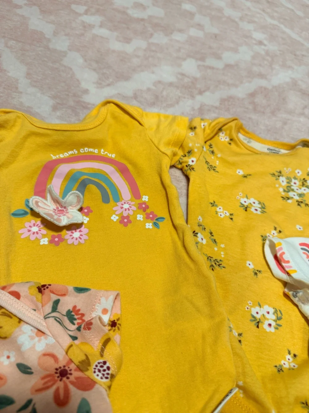 Gerber Baby Girl Bodysuit Set - Yellow, Peach, White, Pink